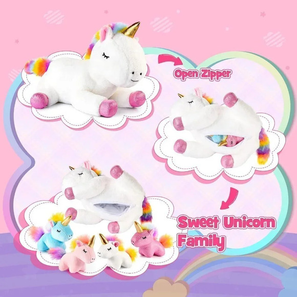 Luckades Pillow Toy Unicorn Gifts Stuffy for Girls Age  3-8 Soft Toys - Picture 3 of 7